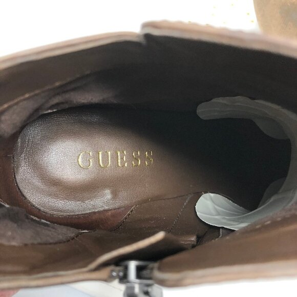 Guess Brown Leather Chain Ankle Bootie Zip 9.5 - Picture 11 of 11